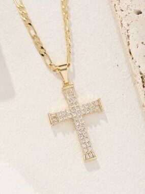 14K Gold Womens 2ct Diamond Cross Pendant Necklace Christian 14K Silver Jewelry